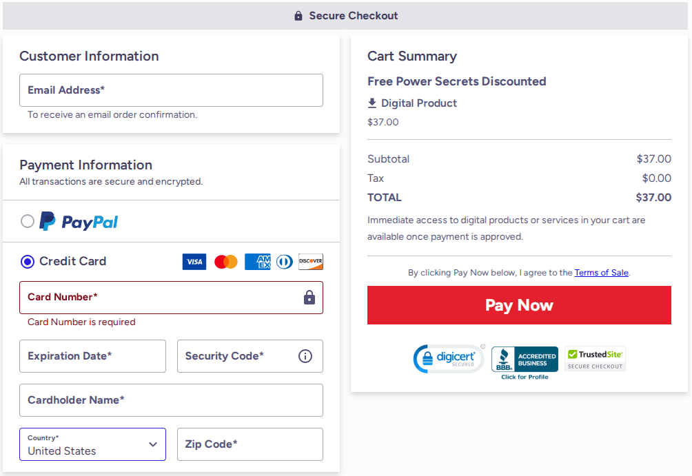Free Power Secret Checkout